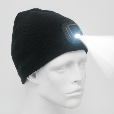 POWERCAP Black Rechargeable LED Knitting Beanie